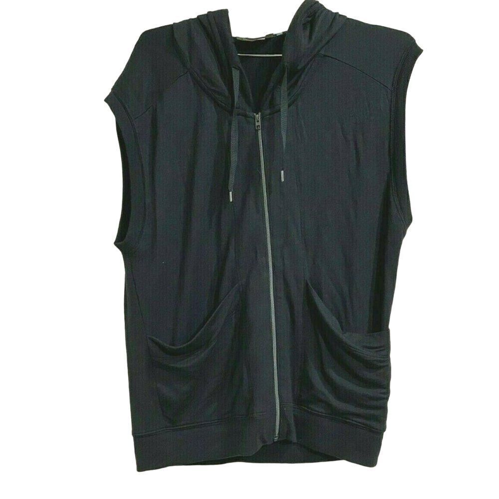 Athleta Lotus Hoodie Vest Loose Top Black Size xxs